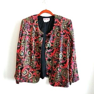Maggy London Womens 100% Silk Paisley Floral Jacket 14